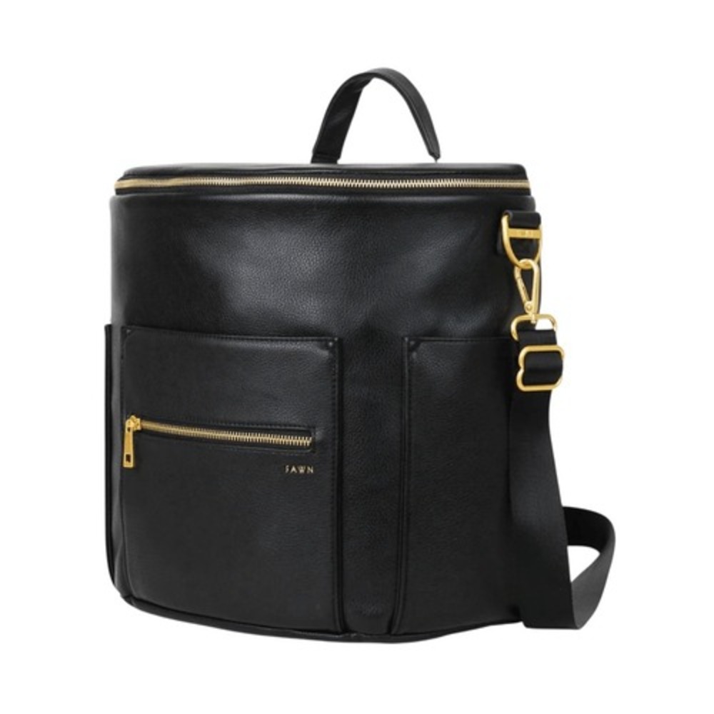 Fawn Design Original Diaper Bag Black Vegan Leather Convertible Backpack Purse